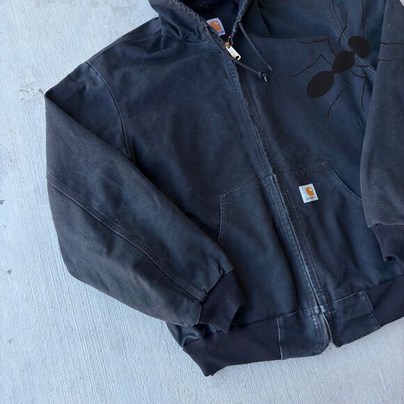 Vintage Y2K Carhartt J131 black active hooded work wear jacket - Picture 2 of 7